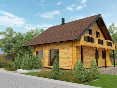 Проект деревянного мансардного дома из 2каркаса DD-17CW