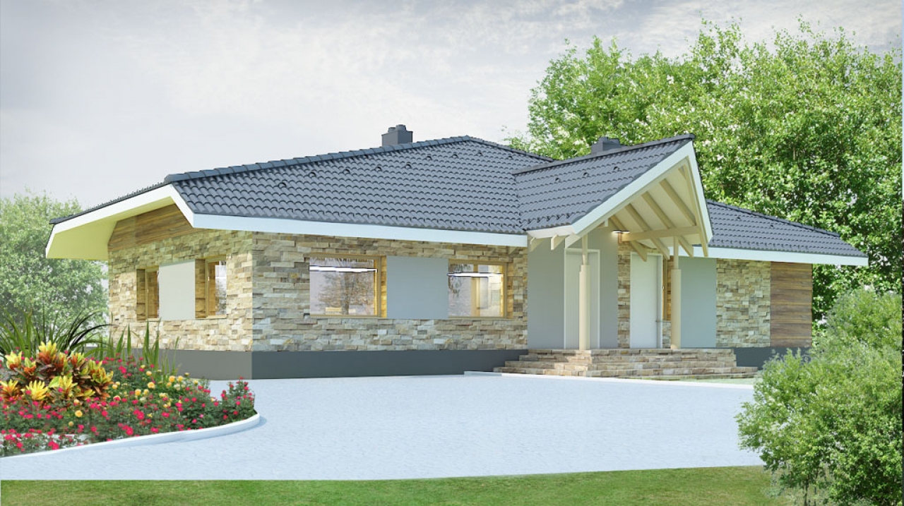 Проект 1 этажного дома с террасой DI-24