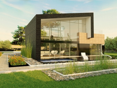 Проект 1 этажного дома с террасой PA17