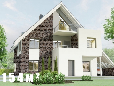 Проект мансардного дома с гаражом 12D