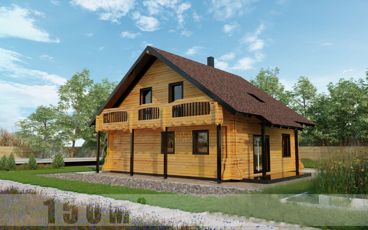 Проект деревянного мансардного дома из 2каркаса DD-17CW