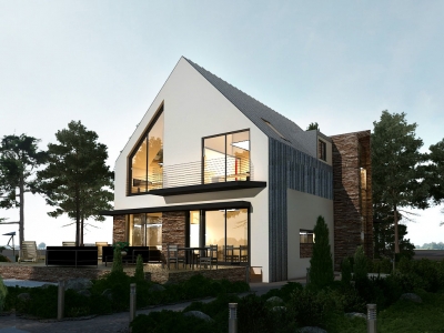 Проект мансардный с террасой, модерн GD