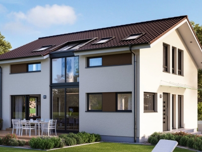 Проект мансардного дома из блоков и скатной кровлей PP-84