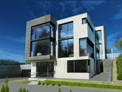 Проект 2 этажного дома с плоской кровлей,террасой ZP