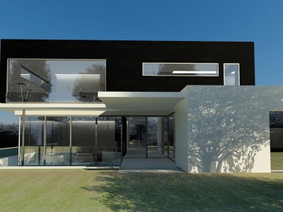 Проект дома с плоской крышей, террасой, модерн ММХ2