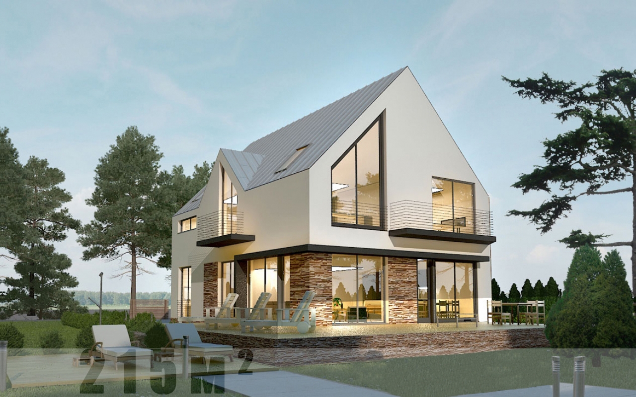 Проект мансардный с террасой, модерн GD