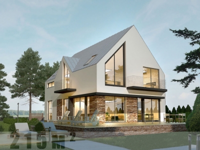 Проект мансардный с террасой, модерн GD