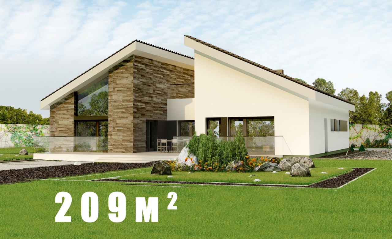 Проект 1этажного дома с террасой,подвалом ОМ