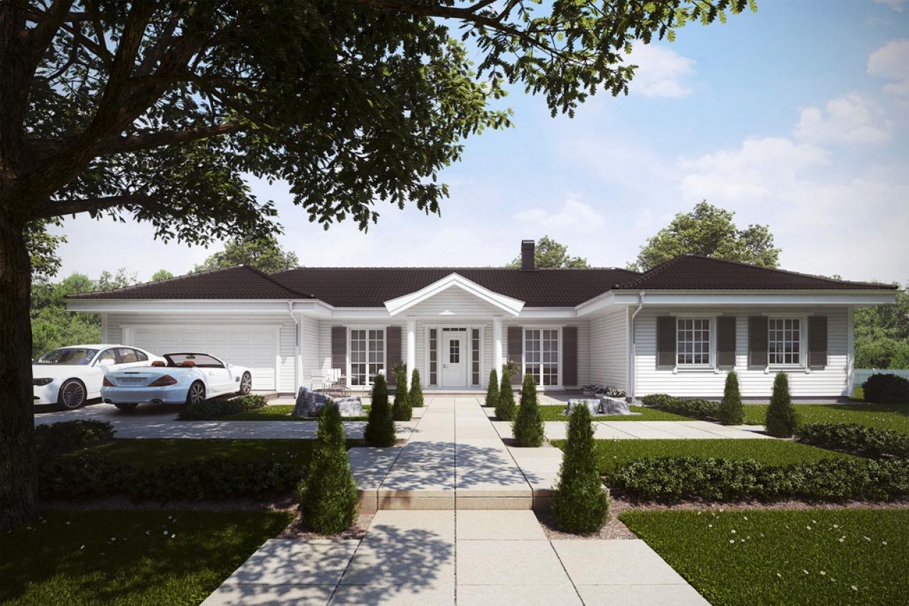 Проект 1 этажного дома с террасой PP39