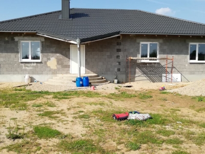 Проект 1 этажного дома из блоков с террасой NM17